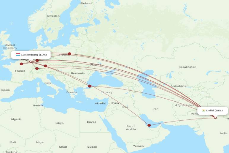 India to Luxembourg Distance